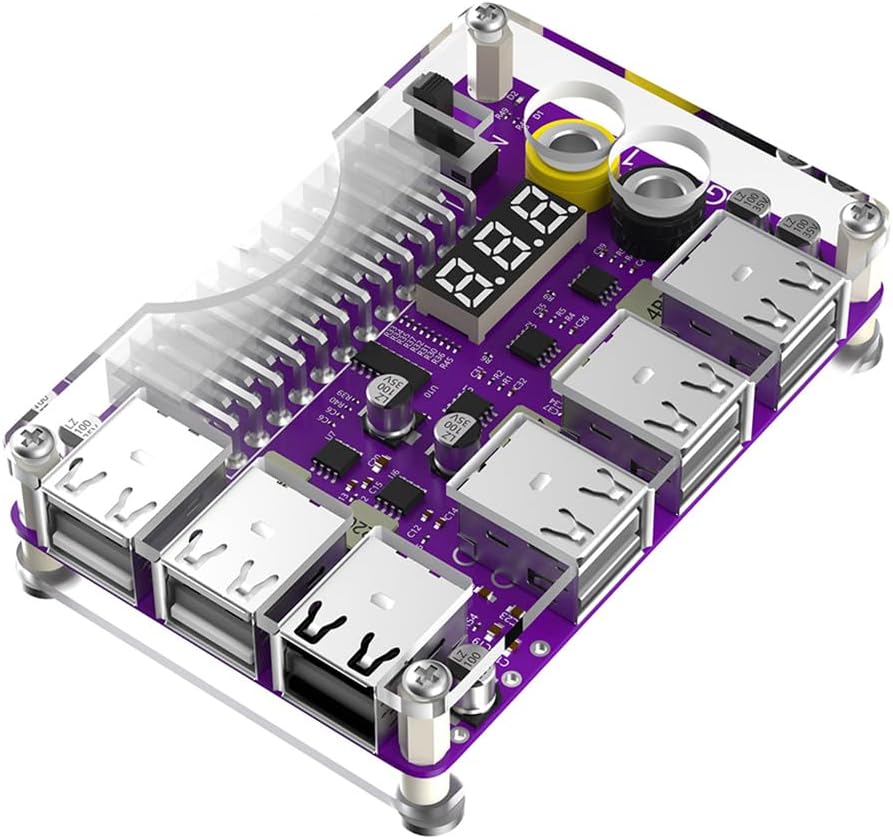 JMT 24 Pins ATX Power Supply Breakout Board and Acrylic Case Kit Module Adapter PC Power Connector Support 3.3V/5V/12V 1.8V-10.8V(ADJ) (Upgraded 12Port 1piece)