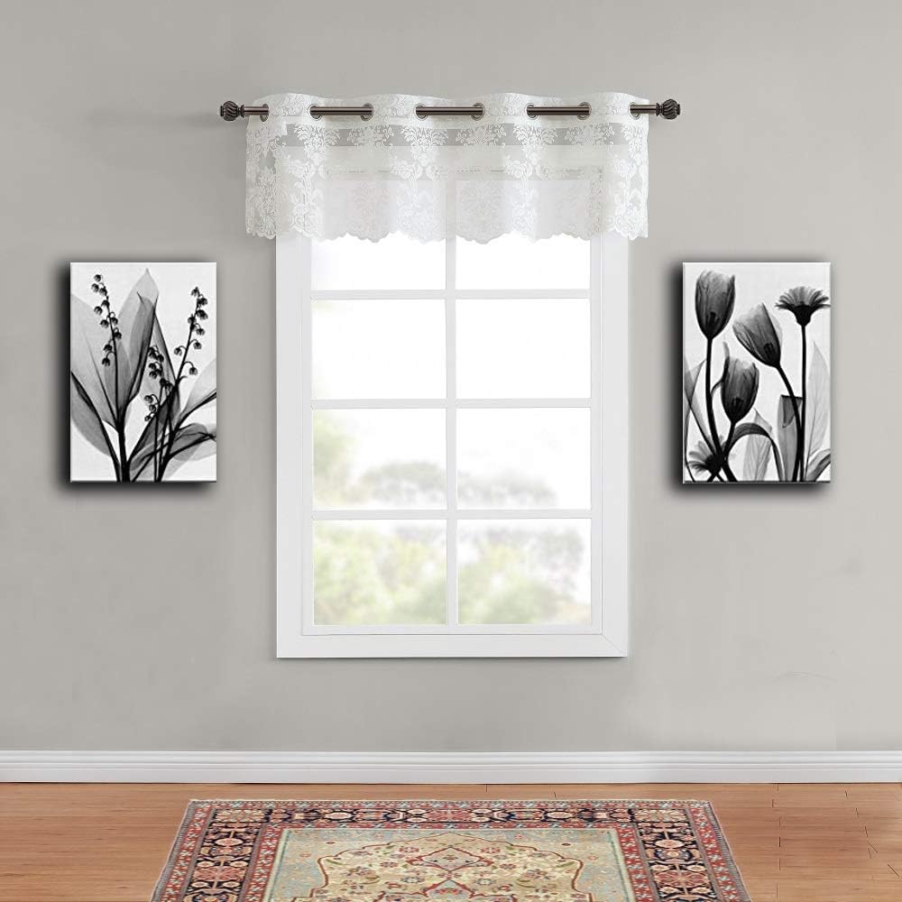 Warm Home Designs Wide Size 54" x 18" Ivory (Light Beige) Color Knitted Lace Valance Scarf with 8 Grommets. Mix and Match with Patio Door and Regular Curtain Panels. LI Ivory Valance