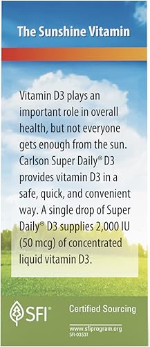 Miniatura 3 de Carlson - Super Daily D3, gotas de vitamina D, 2,000 UI por gota, suministro de 1 año, líquido de vitamina D3, salud cardíaca e inmunológica,