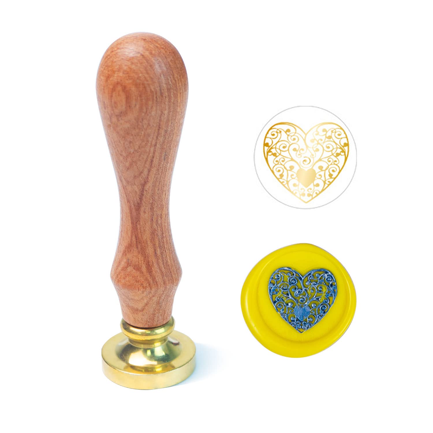 ANBOSE Flower Sealing Wax Stamp with Removable Brass Head Wooden Handle - Heart Wax Sealing Stamp for Envelope Sealing โ image 1