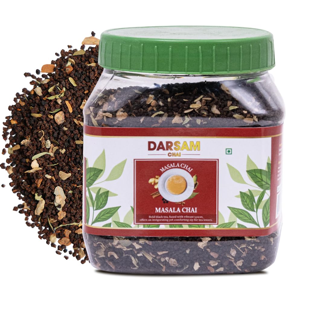 Darsam Masala Chai - 8.8oz (250g) | Premium Assam Black Tea with Cardamom, Cinnamon, Cloves, Ginger & Black Pepper | Freshness Locked in Airtight PET