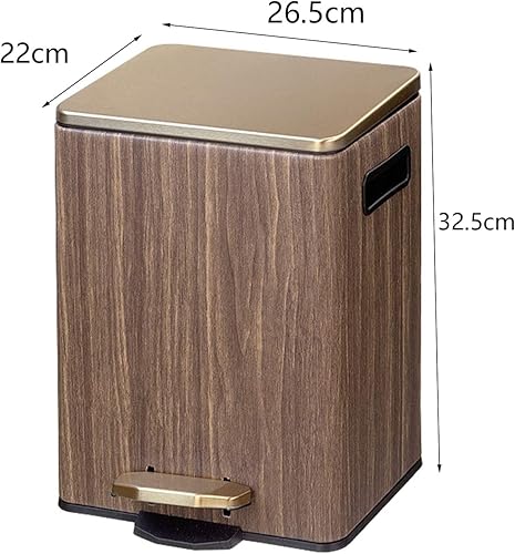 Miniatura 10 de JYDQM Bote de basura retro para decoración decorativa, papelera de acero inoxidable de chapa de madera, papelera para el hogar, sala de estar,