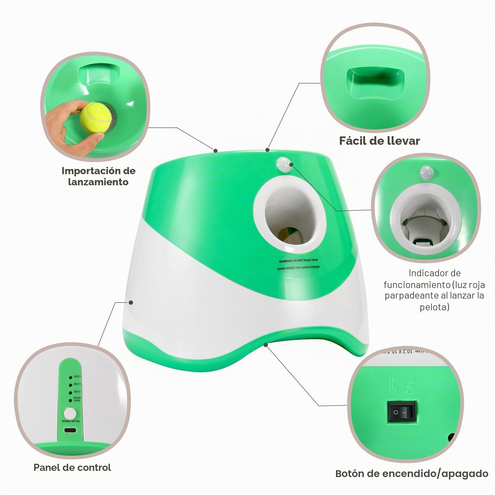 Lanzador de pelotas para perros con 12 pelotas de tenis, lanzador automático de pelotas de perro para interiores y exteriores, 3 distancias ajustables de 10 a 30 pies, máquina interactiva de