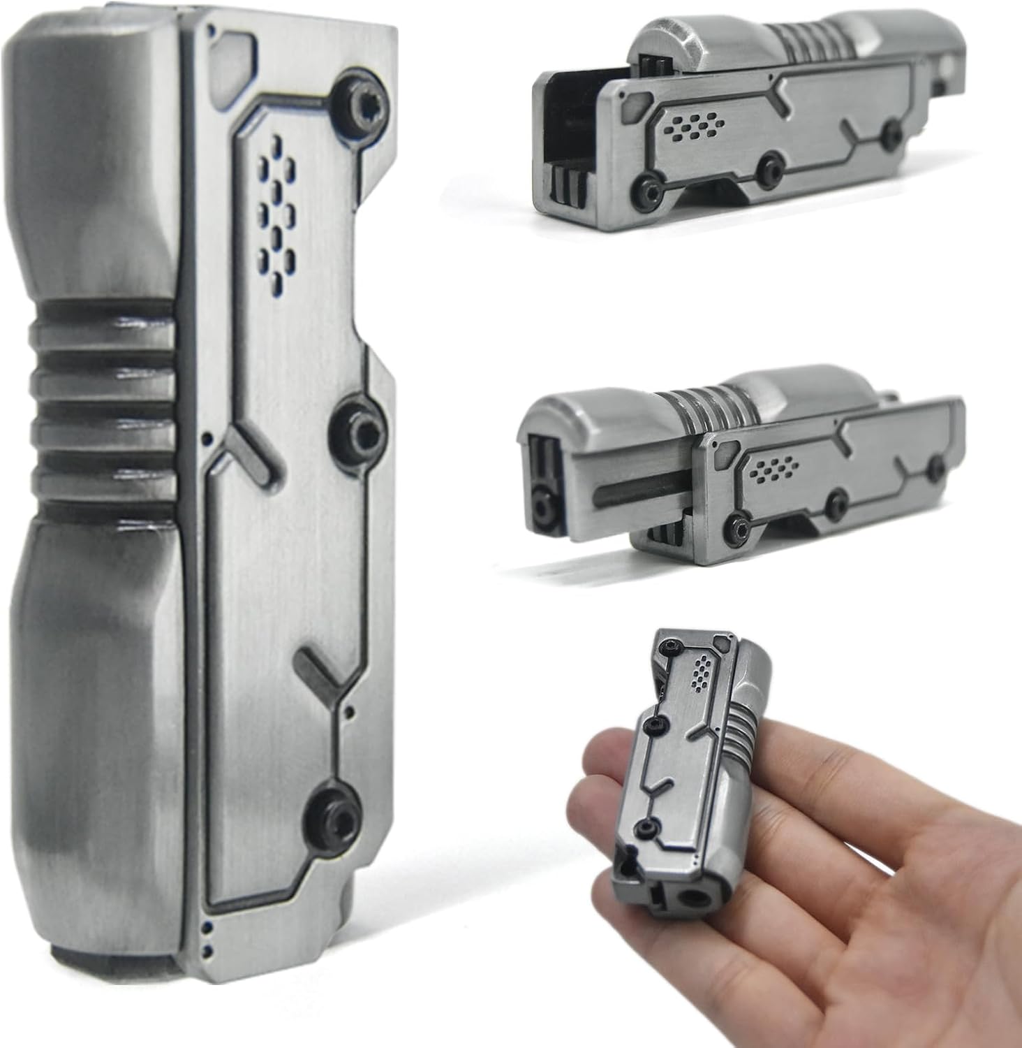 SKEDC Machine Soul Fidget Toy for Adults, Metal Fidget Slider Fidget Clicker Toy, Simulated Loading & Ratchet Play Stress Relief Toy ADHD Tools Cool Gadgets for Men (Black 2nd Gen)