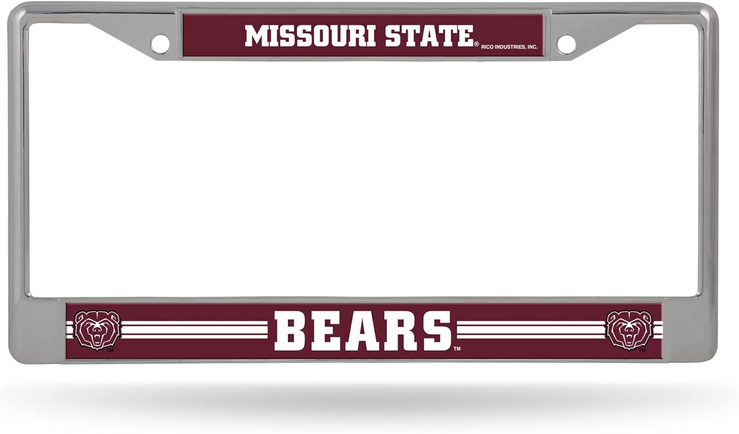 Rico Industries NCAA Missouri State Bears 12" x 6" Silver Chrome Frame W' Decal Insert Car/Truck/SUV Auto Accessory