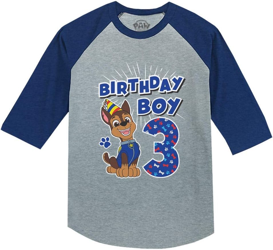 Paw Patrol Rubble Digging 3rd Birthday Shirt for Boys - Toddler Construction Theme 3/4 Sleeve Baseball Tee