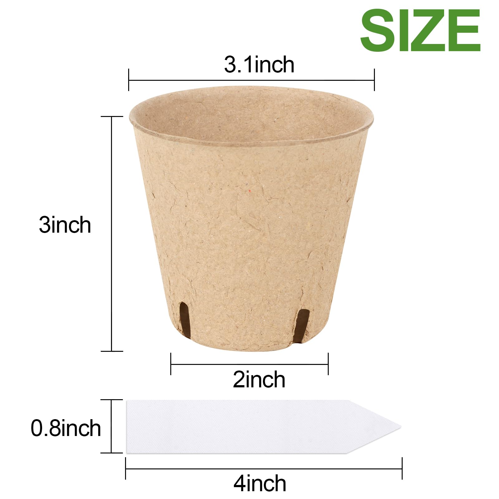 120PCS 3.15 Inch Peat Pots for Seedling, Outdoor Garden Germination Nursery Pots, Peat Pots Plants Pots with Bonus 20 Plant Labels