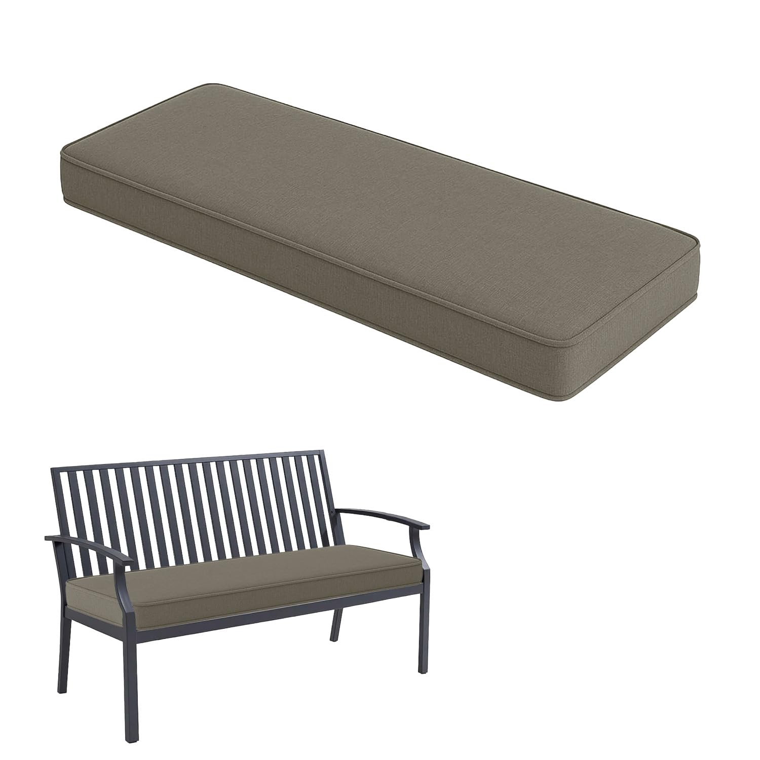 Generico Cuscino per Panca da Esterno e Interno, Imbottitura Alta Densità, Antiscivolo con Cinghie, Cuscino Panca Comfort per Giardino, Terrazza, Balcone e Casa,Dark Gray,150X40X5cm