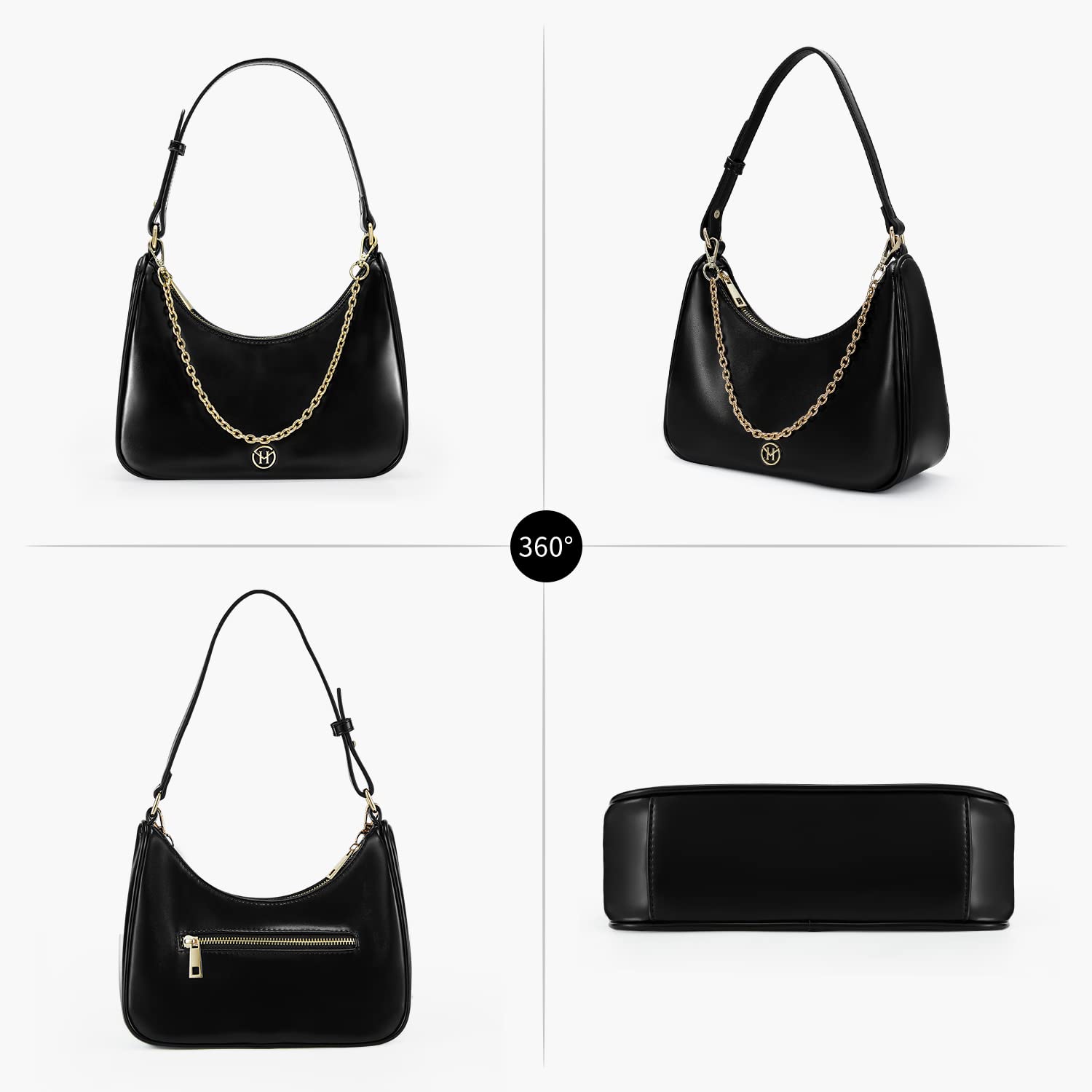 VICTORIA HYDE Unterarmtasche Damen Kleine Schultertasche Schwarz Handtasche Crossbody Leder Shoulder Bag