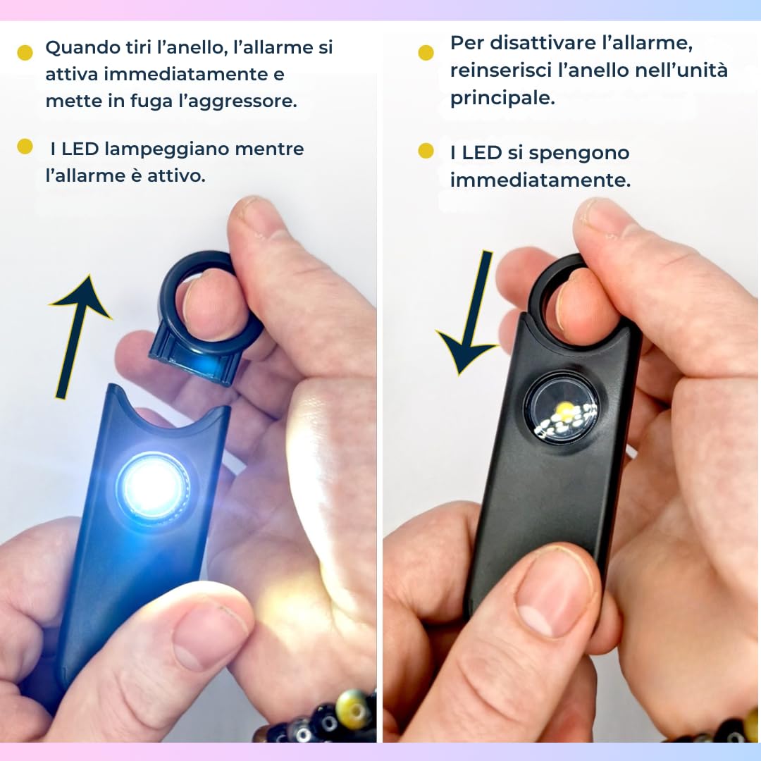 VOLTEK Zestaw alarmowy osobisty z gwizdkiem, 135 dB, USB-C, czarny