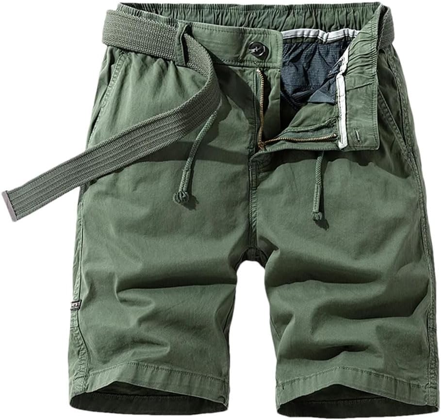 Men's Summer Straight Legpants are Casual Multi Pocket Solid Cotton Horsepants Fashionable Work Shorts