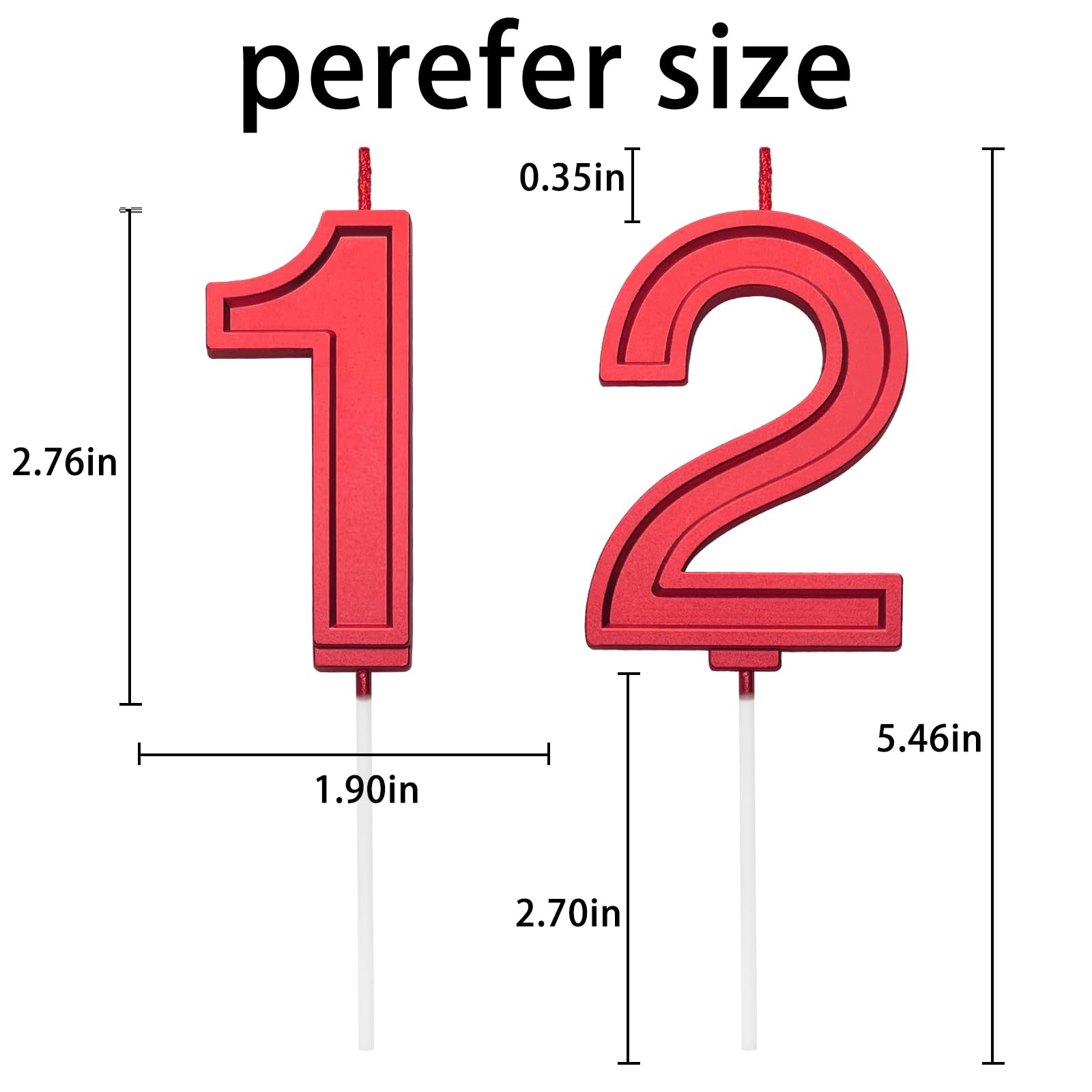 12th & 21st Birthday Number Candles - Red Glitter Cake Candles For Celebration