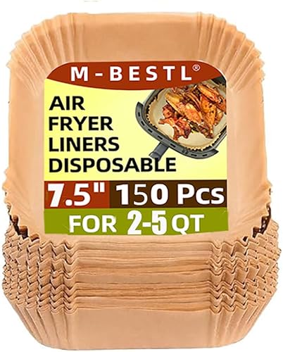 Miniatura 1 de Forros cuadrados de papel pergamino para freidora de aire de 7.5 pulgadas, 150 piezas antiadherentes y a prueba de aceite desechables para freír de