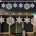 Dazzle Bright Christmas Snowflake Lights Outdoor,100 Count 8.5FT Connectable Waterproof Christmas Icicle Lights with 6 Drops Plug in for Indoor Xmas Yard Home Decorations (Multi-Colored)
