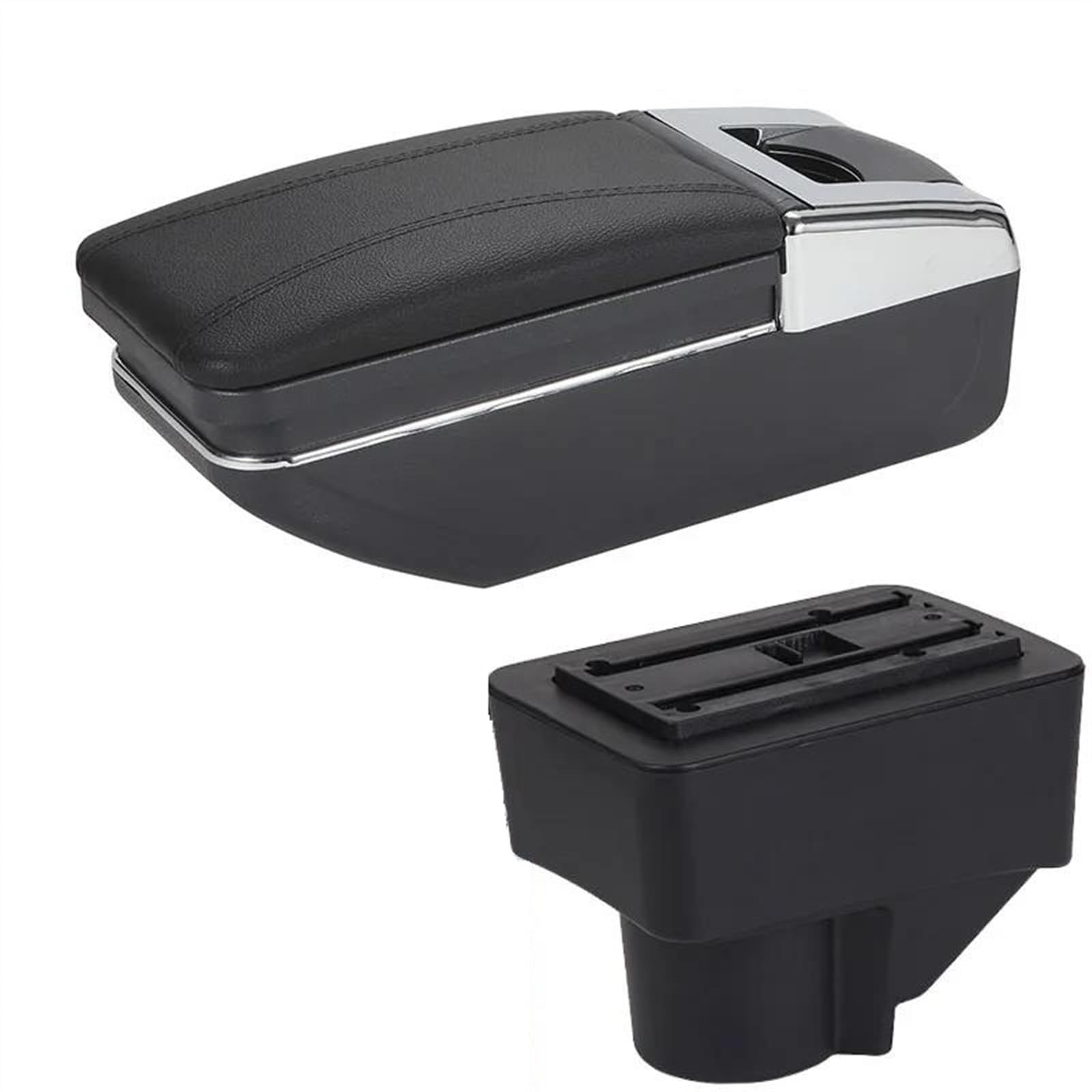 NOHEEU Car Armrest Special Storage Box Modified Parts For Fiesta MK7 2009 2010 2011 2012 2013 2014 2015 2016 2017(C2 Black line No USB)