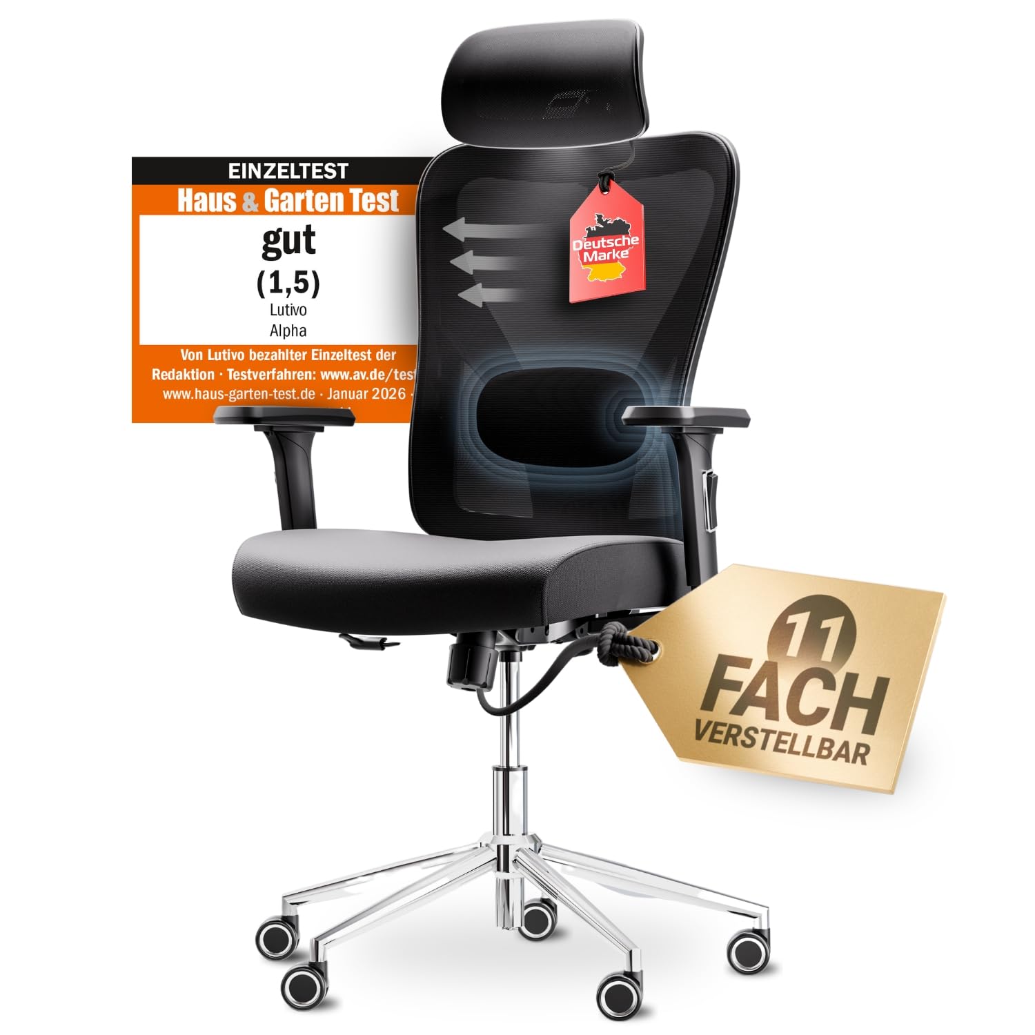 LUTIVO Alpha Bürostuhl - Ergonomischer Schreibtischstuhl