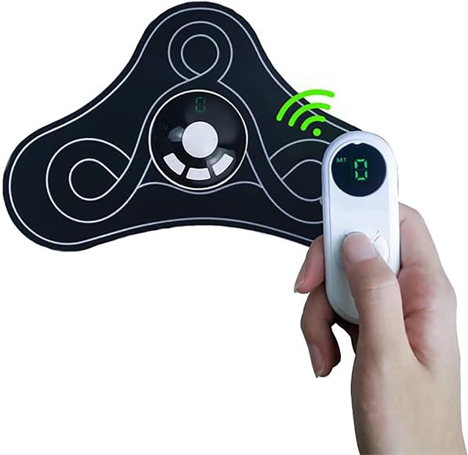 Wireless Mini Vibrating Massager, Rechargeable 8 Modes Compact Portable Body Massager with Sticky Pads for Back Shoulder Neck Leg and Arm, Lightweight Easy Grip Design, 1 Black