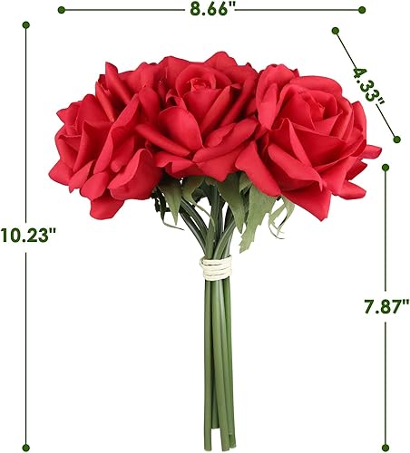 Miniatura 36 de Eyamumo Flores falsas, rosas artificiales de seda sintética al tacto real para decoración de bricolaje, fiesta de boda, decoración de oficina