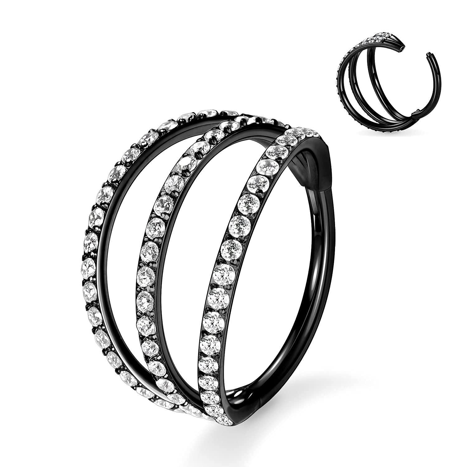hengkaixuan Triple Double Nose Hoop Ring Sleeper Hoop Earring Helix Rook Conch Cartilage Daith Tragus Earrings Septum Ring Lobe Nose Piercing Jewellery for Women — view 52