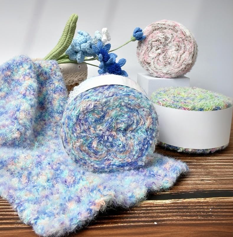 5-10 Piezas de Hilo bouclé de Colores de 100 g, Hilo de Lana para Tejer a Mano, para Hacer Bufandas, Gorros, suéteres y Mantas de Ganchillo