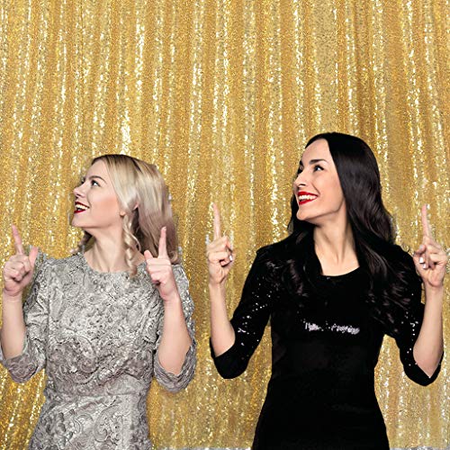 Juya Delight 4ftx7ft Gold Sequin Backdrop Curtain Glitter Photo Booth Backdrops for Party Wedding Photography,Gold,4ftx7ft - Thumbnail 3