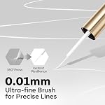 Modelones Liner à pointe en français blanc Gel polonais, 15 ML Classic Color Nail Art Paint Swirl avec mise à niveau fine ligne brosse savon hors U V DIY Accueil Salon Professional Manucure Design Cadeau pour les femmes