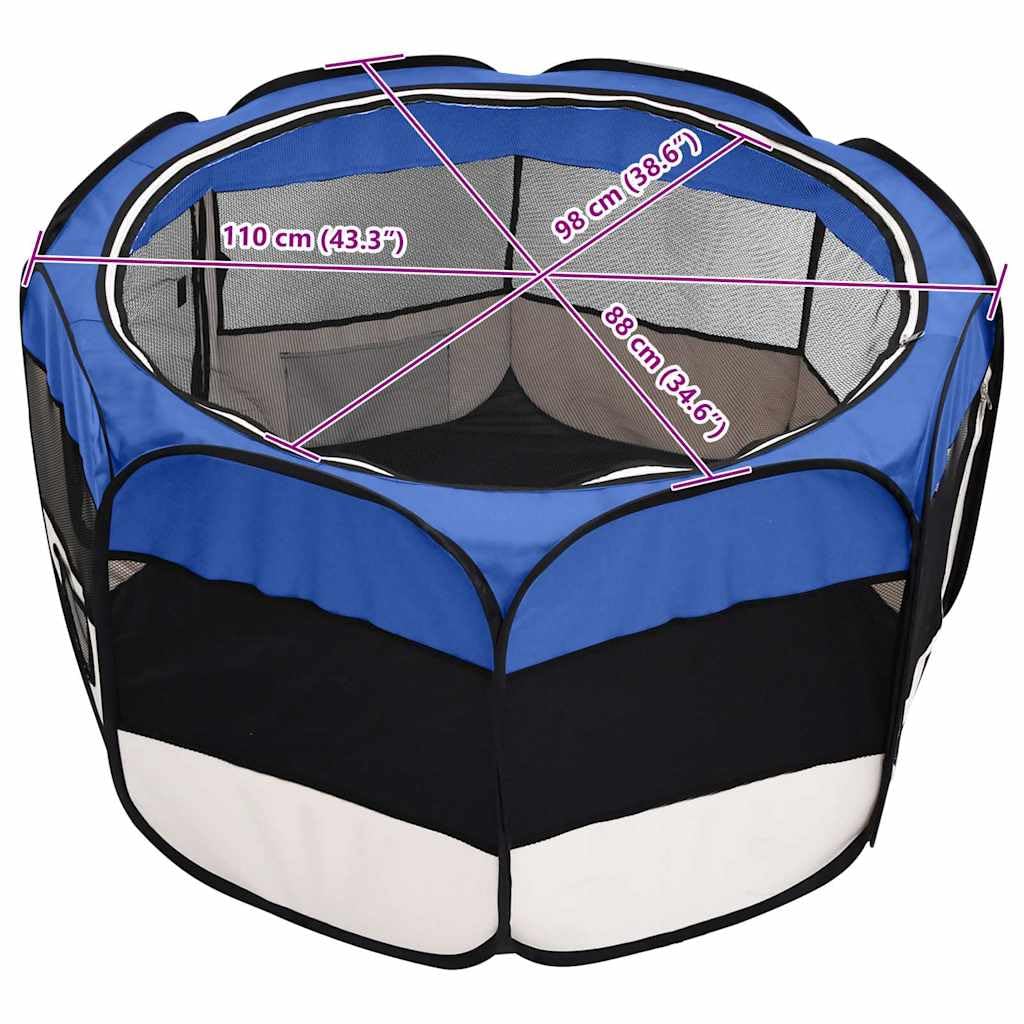 Parque plegable para cachorros de poliéster y acero, 110 x 110 x 58 cm, con bolsa de transporte, perrera plegable para entrenamiento, protección, seguridad, parque infantil y espacio para