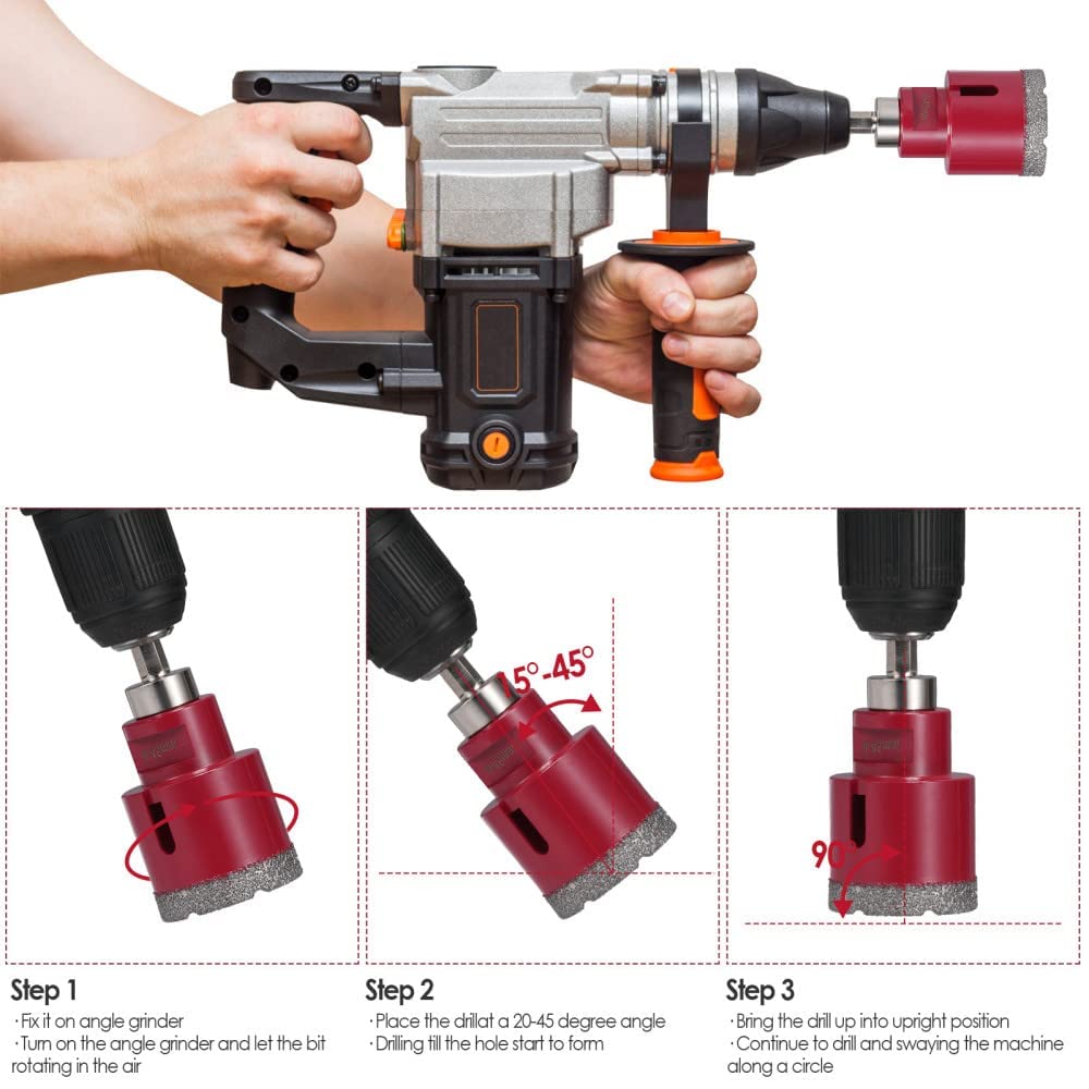 Kit Punte Diamantate Per Piastrelle - 10Pcs 6-50mm, Sega A Tazza Per Granito, Vetro, Ceramica