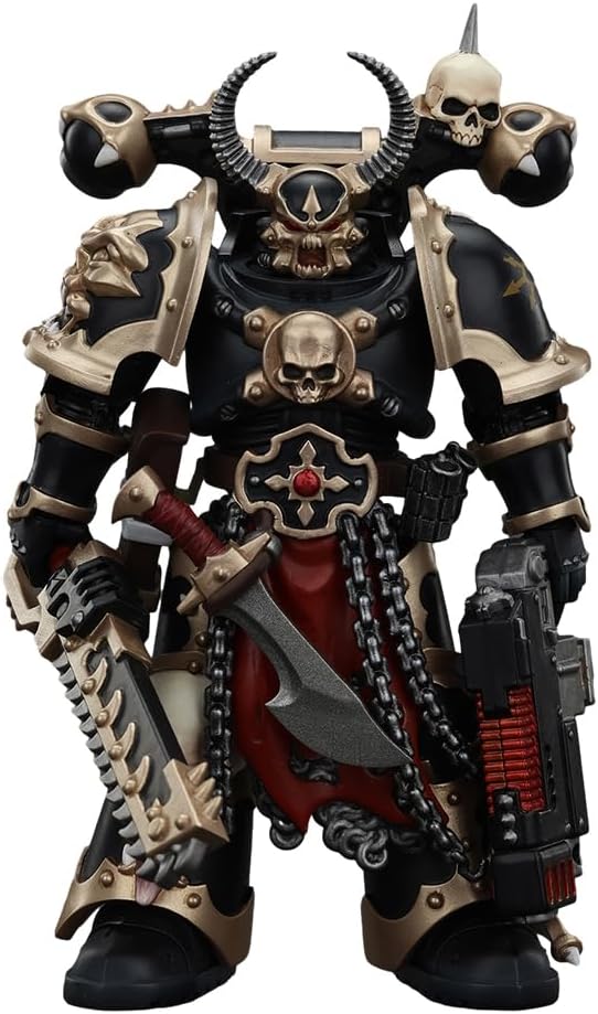 JOYTOY-Warhammer The Horus Heresy 1:18 Action Figure Chaos Space Marines Black Legion Chosen with Plasma Pistol and Power Axe-Collection Model Birthday Gifts