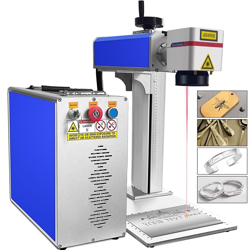 30W Grabador Láser Máquina de Grabado y Corte Láser 1064nm 220V para Metal Cobre Aluminio Acero Joyas (Ezcad2 150X150 mm)