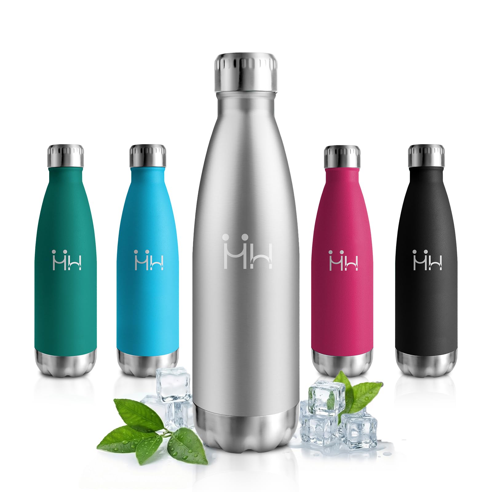 Gourde Isotherme 500ml, Bouteille Métal Sans BPA Étanche, Inox Réutilisable Double Paroi, pour Sport, École, Bureau, Gym, Yoga, Camping, Randonnée - 2