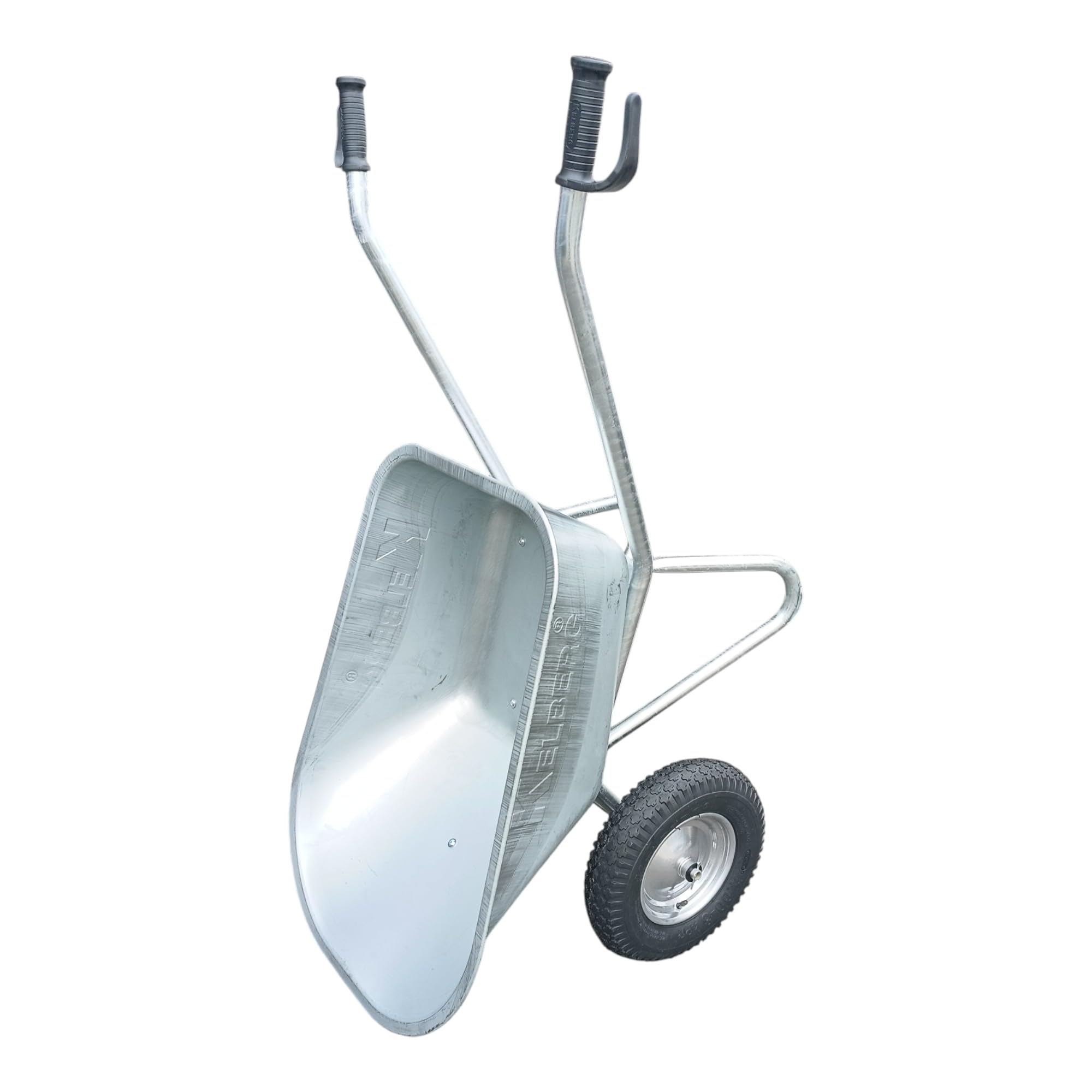Schubkarre Agro 130L – 2-Rad – verzinkte Stahlmulde – stabile BAU-Schubkarre – 200 kg Traglast – für Garten, Hof & Baustelle 400-8 4PR Rad Silber
