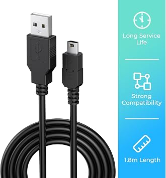 AK 3.3FT PS3 Controller Charging Cable Compatible with PS3 Controller, Mini USB Data Charging Cord for PS3/ PS3 Slim/PS Move Controller, TI84 Plus CE, Camera, MP3 Player