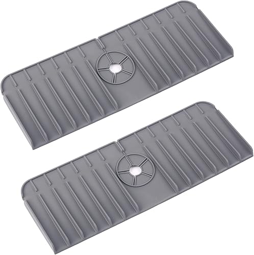 Juego de 2 bandejas de silicona para grifo de grifo, protector de cocina, grifo de silicona para fregadero, tapete de recogedor de goteo, grifo de