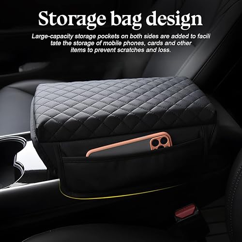 Miniatura 3 de zipelo Cojín para reposabrazos de automóvil, almohadilla de consola central de cuero de fibra de carbono, caja de reposabrazos de espuma