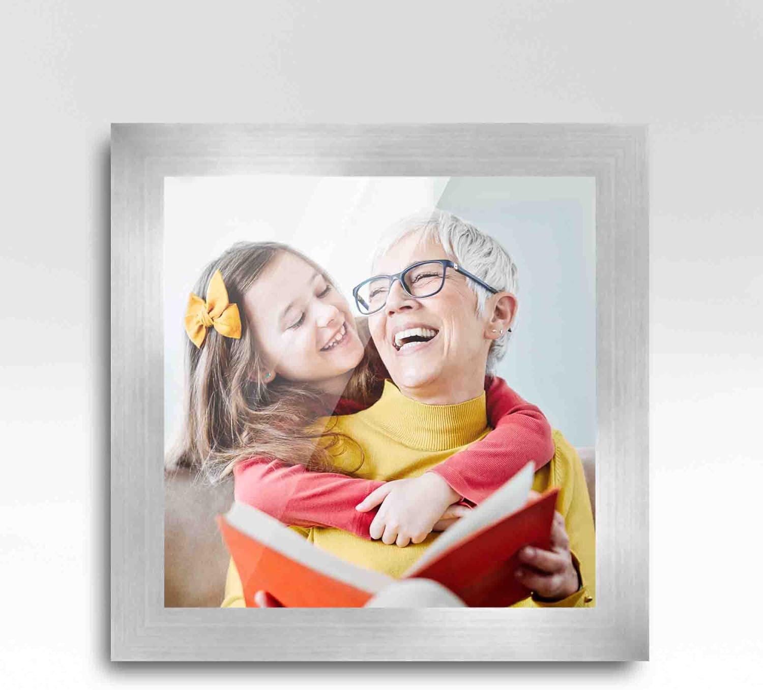 8x8 Frame Silver Real Wood Picture Frame Width 1.5 Inches