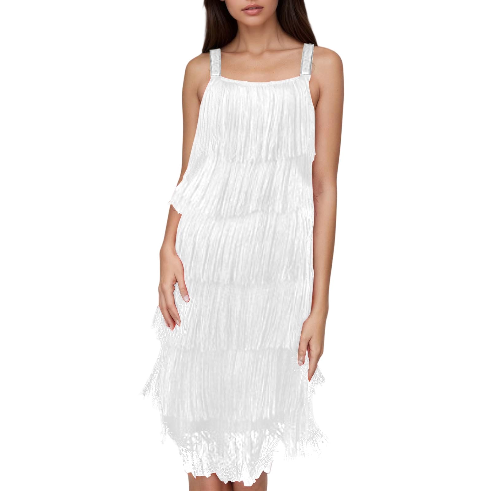 Women's Vintage Tassels Flapper Dress All-Over Fringe Mini Dresses 1920's Cocktail Party Halloween Cosplay Outfit Clubwear
