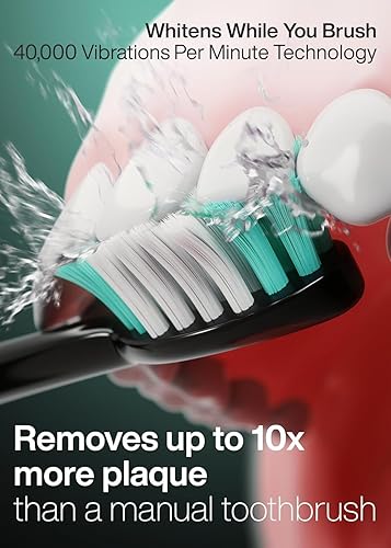 Miniatura 2 de Aquasonic Black Series Ultra Whitening Toothbrush – ADA Accepted Electric Toothbrush- 8 Brush Heads & Travel Case – 40,000 VPM Electric Motor &
