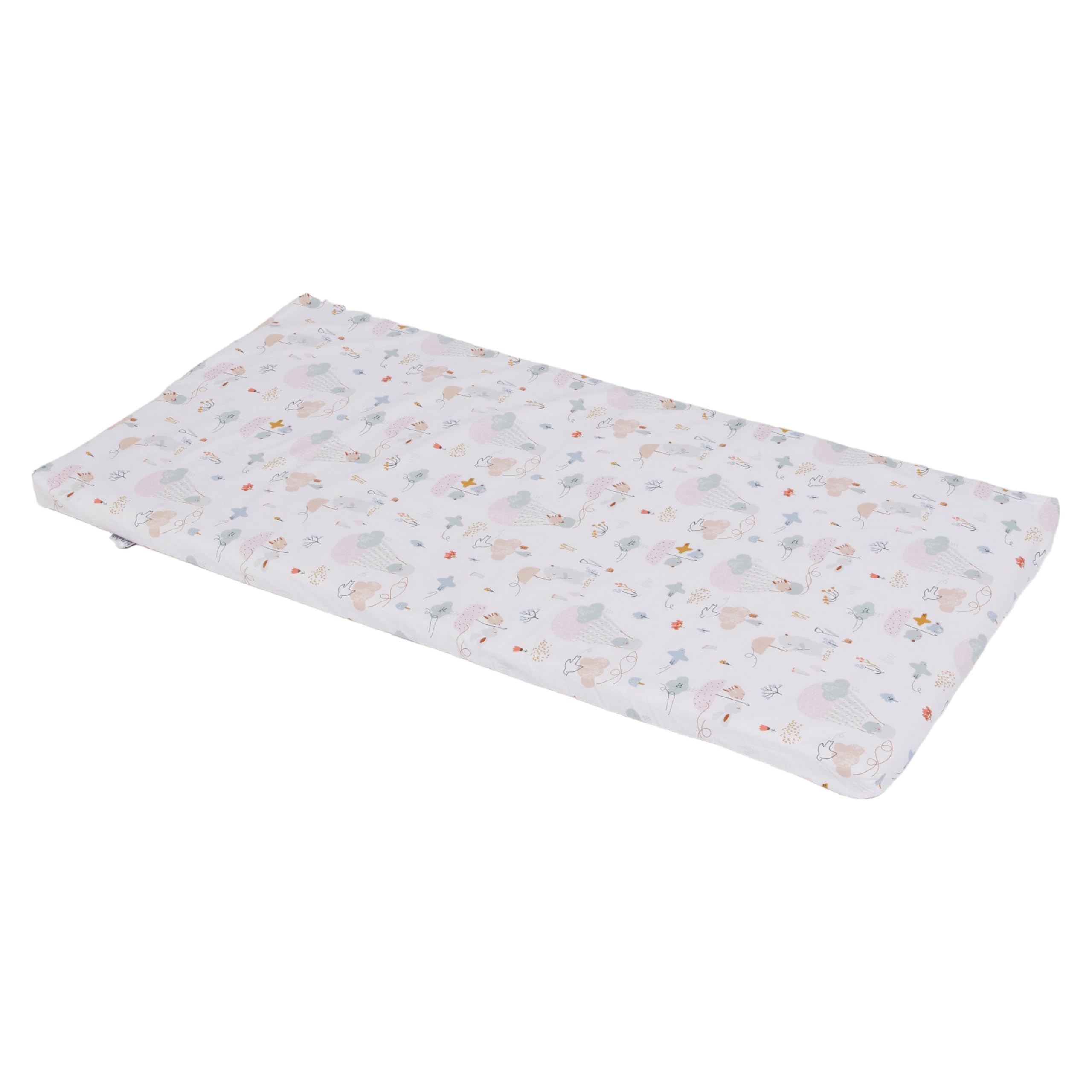 Tinéo - Matelas Bébé De Voyage 60x120x4cm - Dessous Polychlorure De Vinyle - Utilisation Intérieur et Extérieur - Déhoussable - Enroulable - Transportable (Balloons)