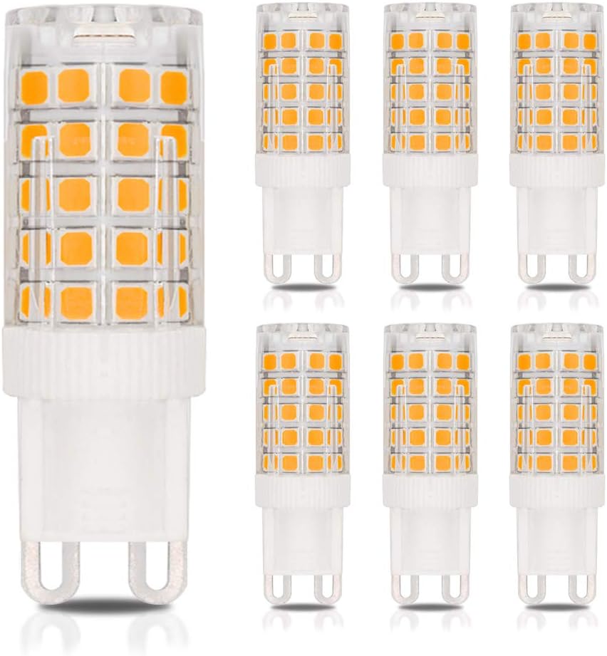 Dimmable G9 Bi-Pin LED Light Bulb 4W Equivalent to 40W Halogen Bulb Warm White 3000K AC 220V-240V Apply to The Crystal lamp/Chandelier/Home Lighting -Pack of 6