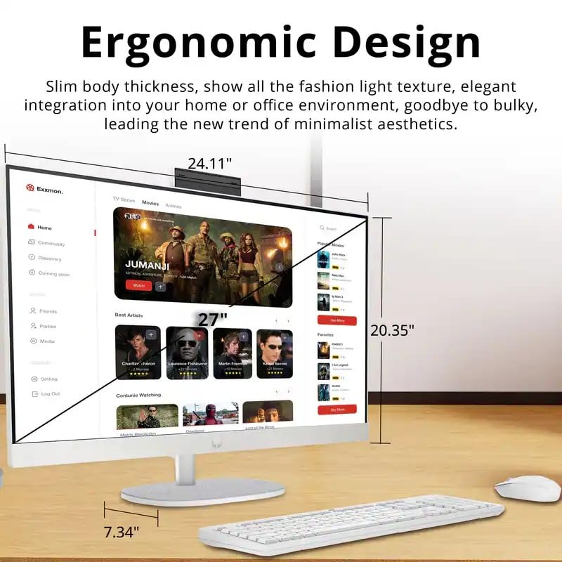 Image of HP 27 inch Touchscreen All in One Desktop Computer, Intel Ultra 7 255U, 27 inch FHD Touchscreen Anti-Glare Display, 64GB DDR5, 4TB SSD, Intel AI Boost (12 NPU Tops), Windows 11 Pro, Wireless KB & Mouse