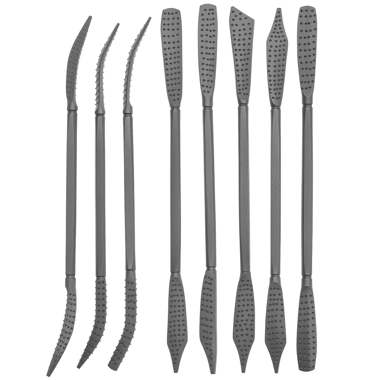 QWORK® 8 Pezzi lime raspa, raspe doppia faccia, per legno e steatite, lavorazione di precisione a mano