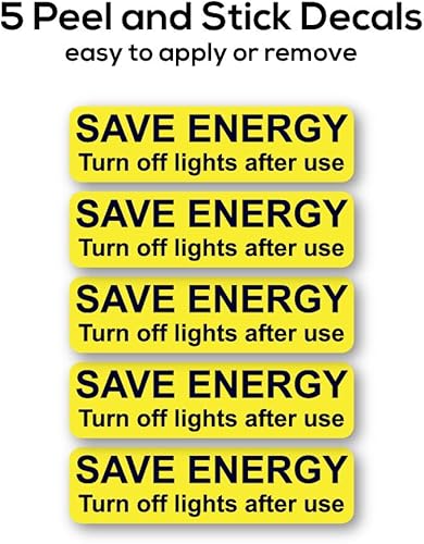 Miniatura 2 de Save Energy Light Switch Stickers - Sheet of 5 Turn Off Light Decals