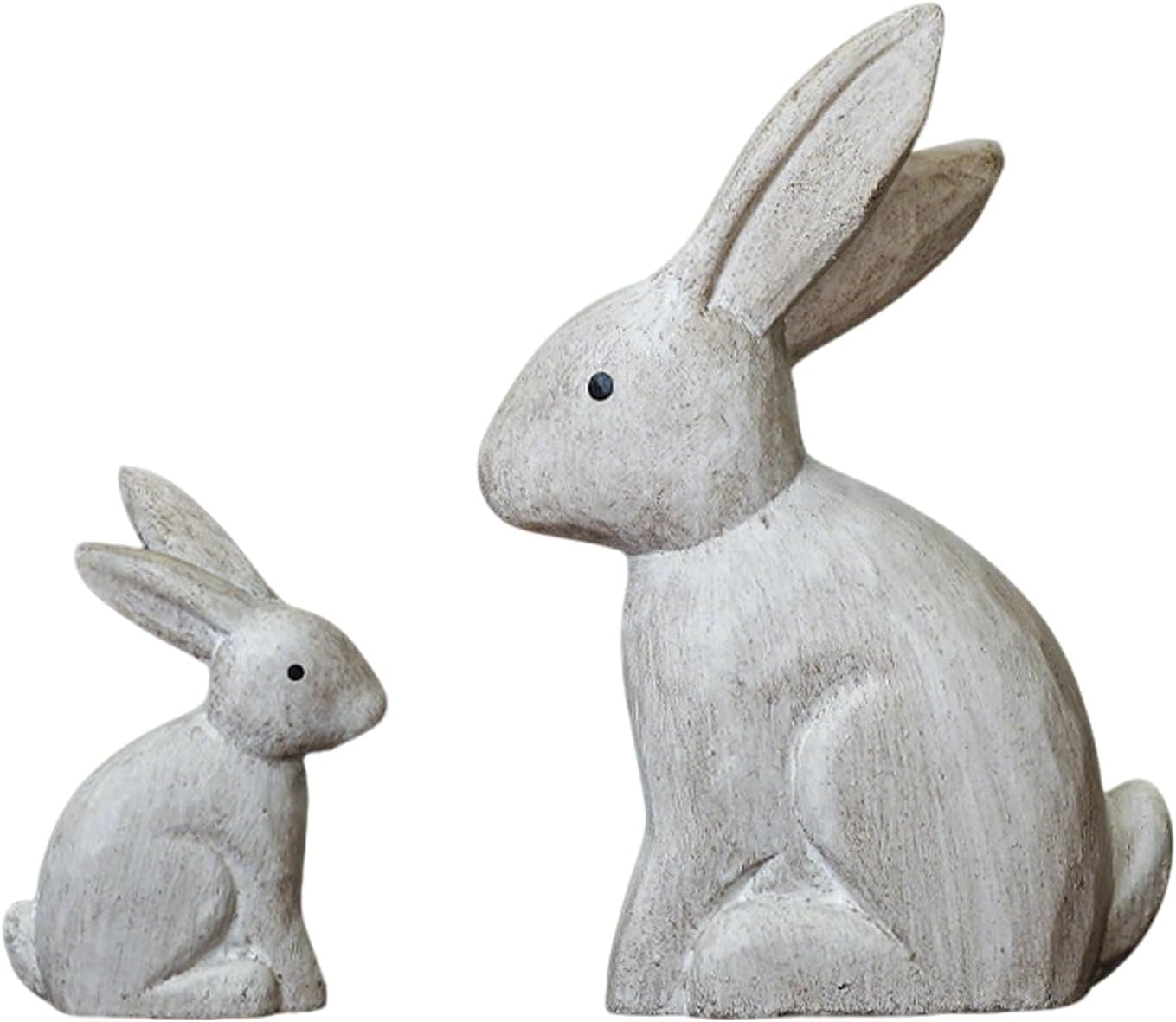 2 x White Easter Bunny Design Retro Wooden Easter Deco for Spring, Garden Decoration, Office, Home, Kitchen, A Gift for Your Loved Ones and Friends (Large and Small)