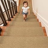 ComiComi - 15 peldaños antideslizantes para escaleras – 8 x 30 pulgadas con bordes para escaleras de madera, lavable...