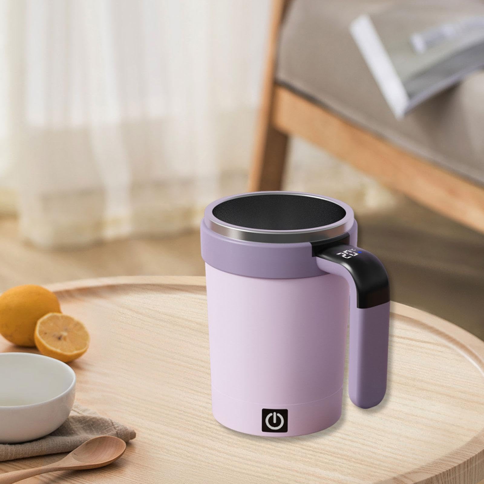 Colcolo Automatischer Rührbecher für Kaffee, 380 ml, Geschenk, Edelstahl, Kaffeezubehör, Rührbecher für Auto, Wandern, Rucksackreisen, Lila