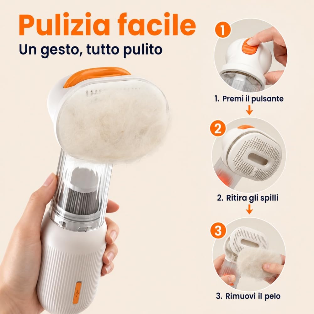 4 in 1 Spazzola Aspirante - Aspirapolvere Toelettatura per Cani Gatti