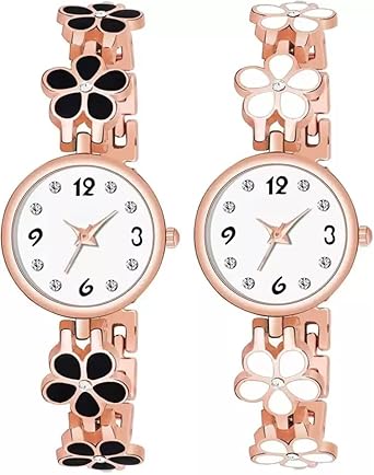 Goldenize fashion Stylish Multicolour Round Dial Unisex Analog Gift Wrist Watches for Ladies & Girls Combo Pack of 2