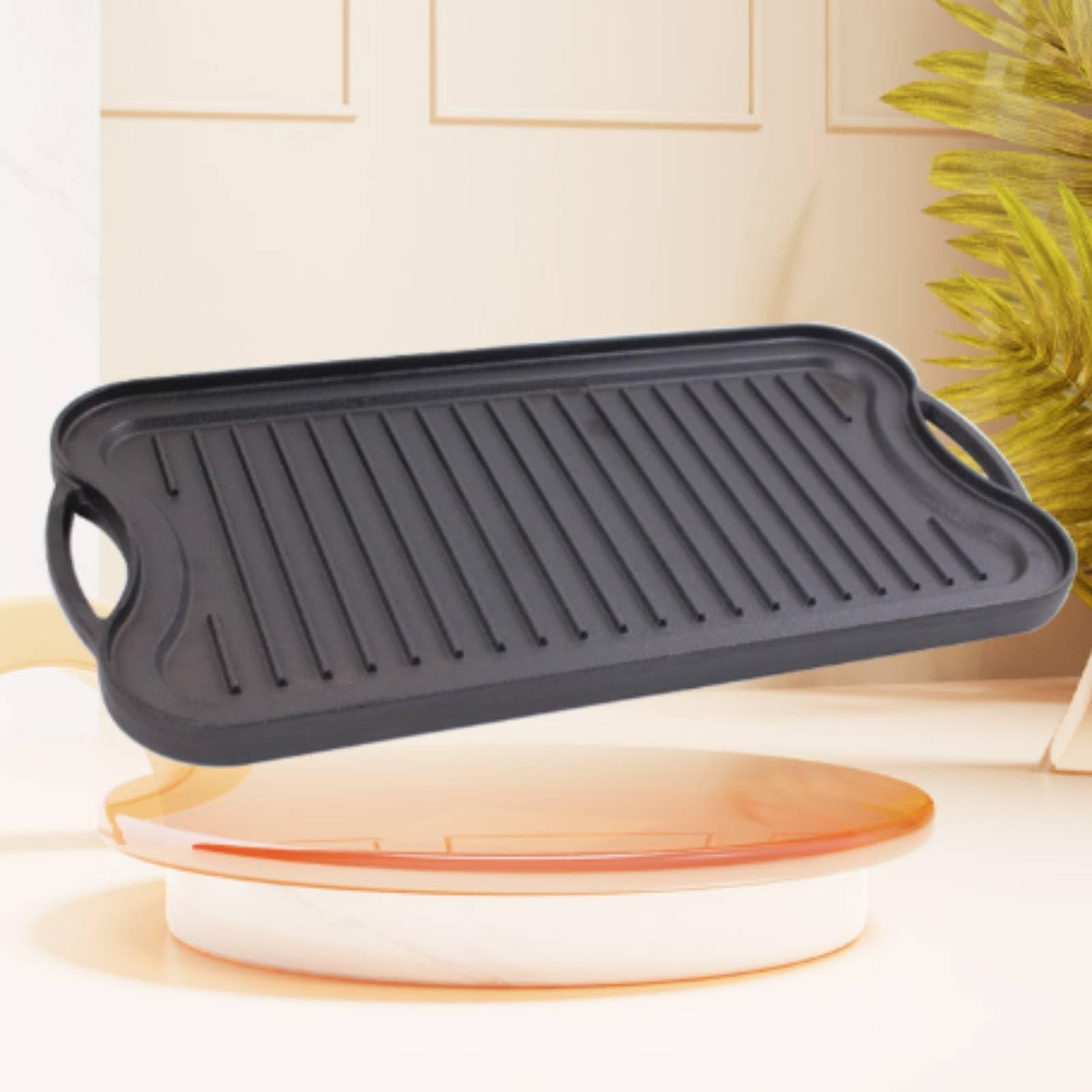 MagiDeal Plancha Hierro Fundido Parrilla Hierro Fundido Resistente Sartén con Asas para Cocineros, Cocina