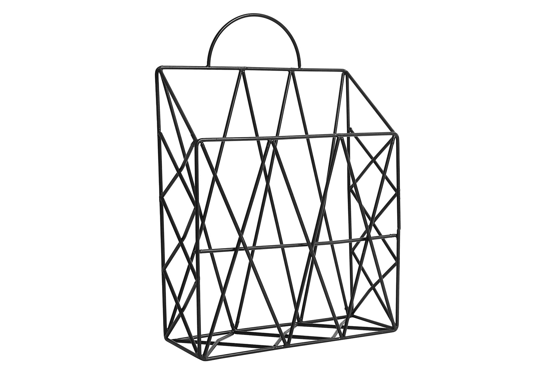 INDIAN ARTISANS Magazine Holder/Metal Wire Basket/Colour Black/Size 25.5 cm X 10cm X 38cm-image-28